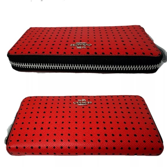 Coach 36357 Red Bandana Polka Dot Black Taxi Americana Wallet; EUC, Like New! - Picture 6 of 11